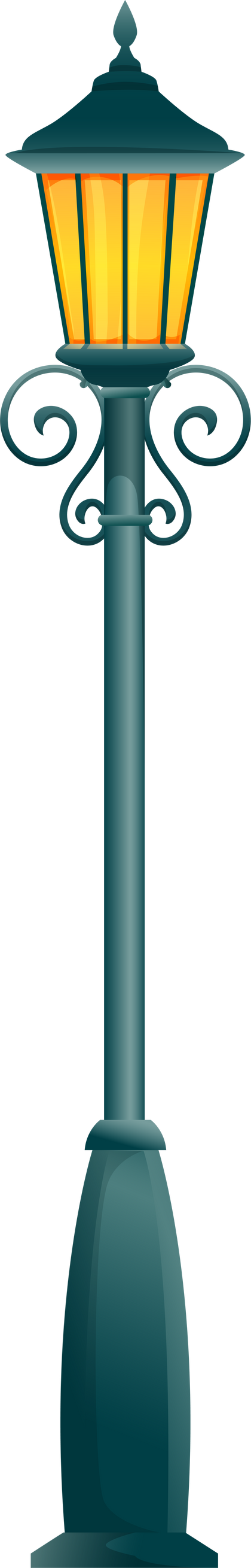 Lamppost stand on one lamp with forged decoration