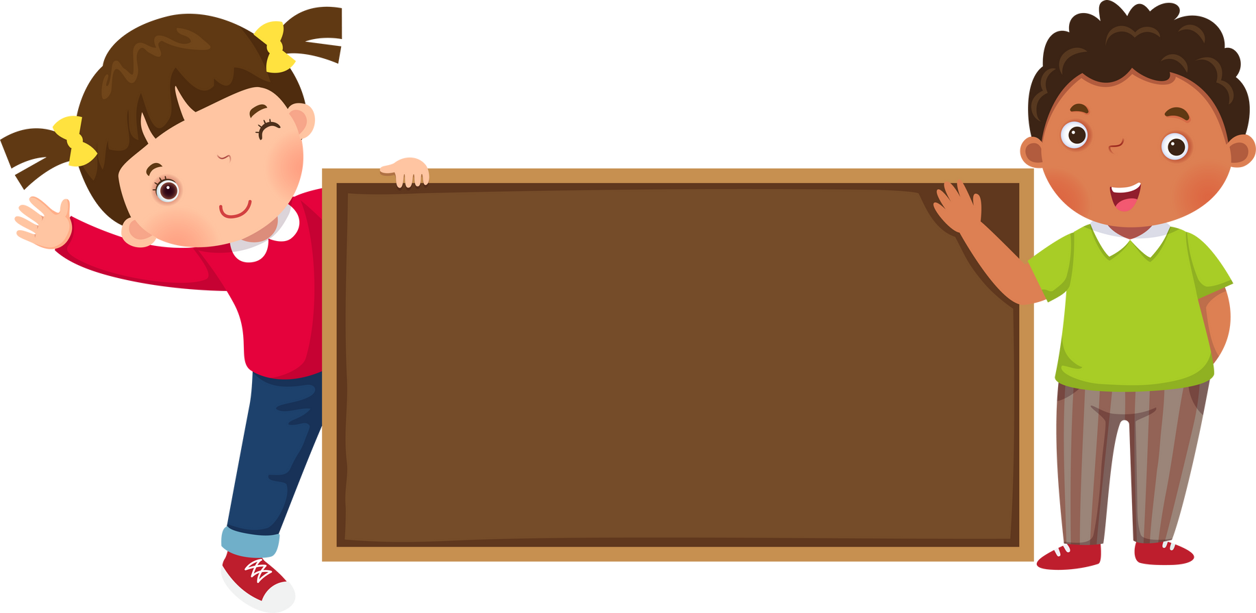 Cartoon kids with blank sign